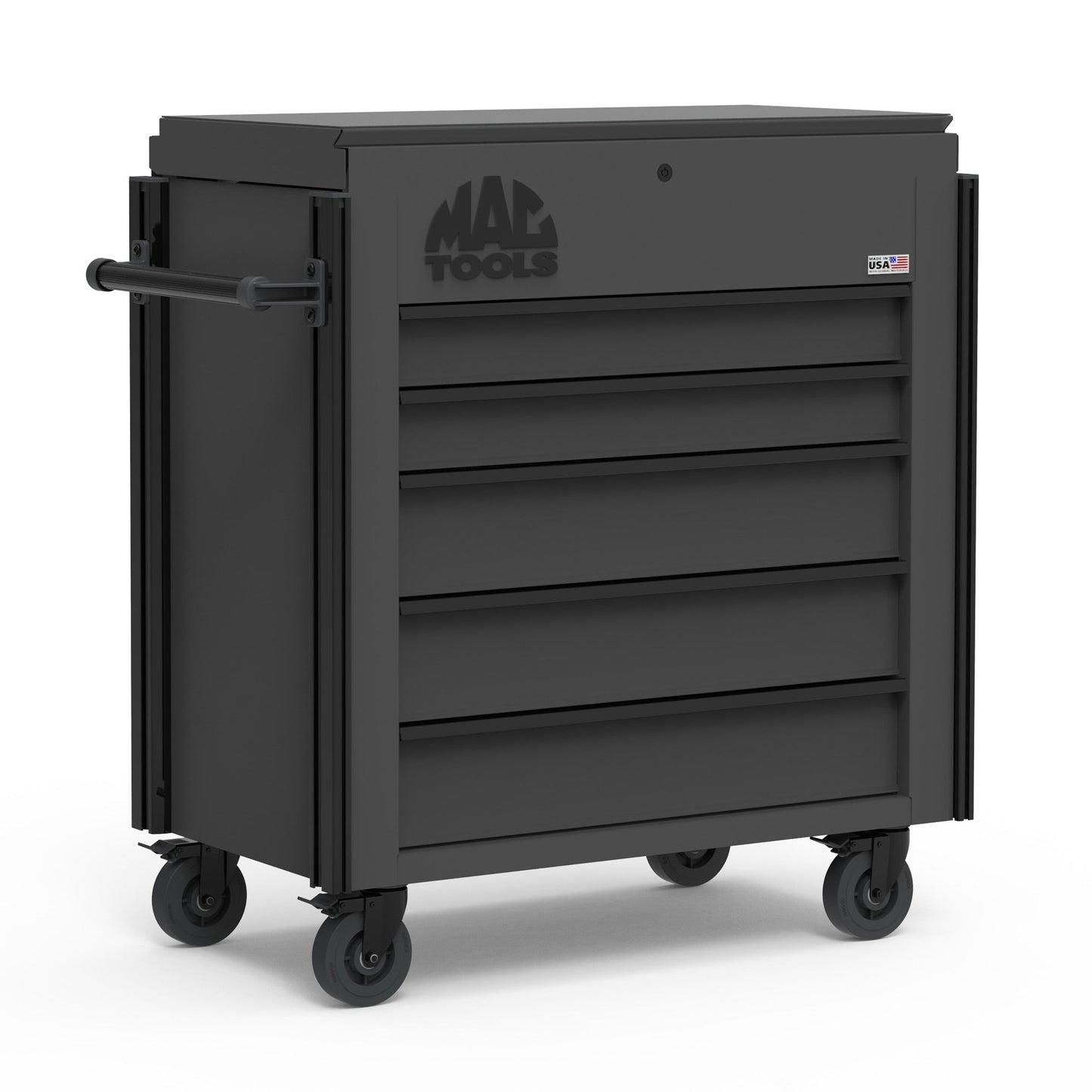 5-Drawer Utility Cart w/ Full Lid - Flat Black