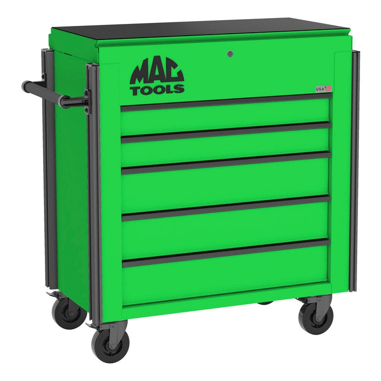 5-Drawer Utility Cart w/ Full Lid - Lime Green