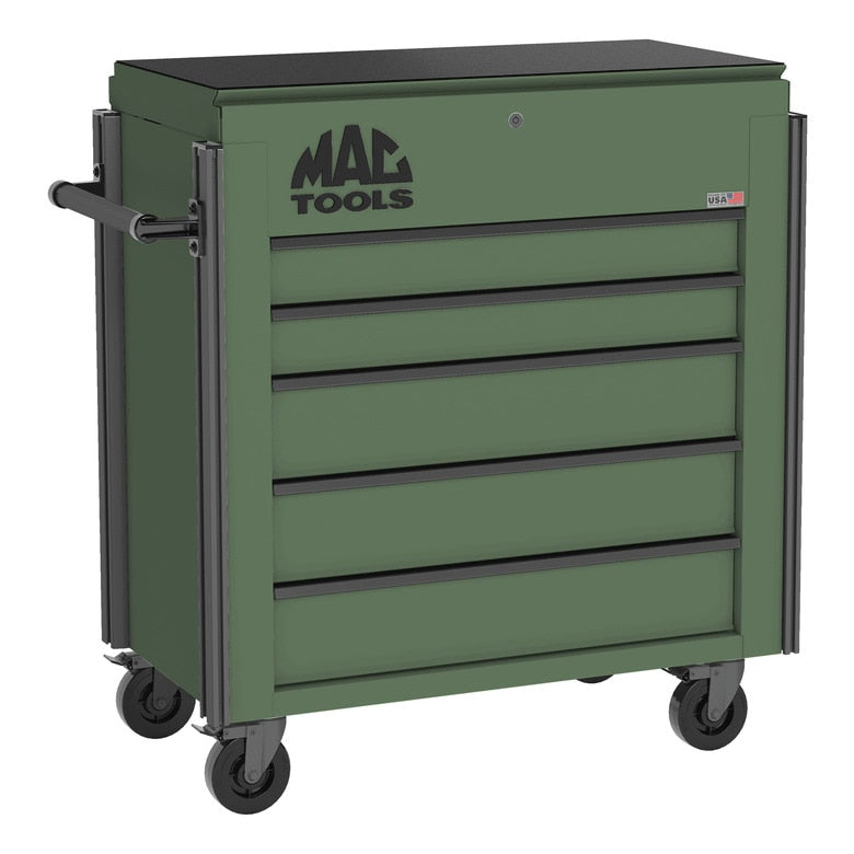 5-Drawer Utility Cart w/ Full Lid - Olive Green