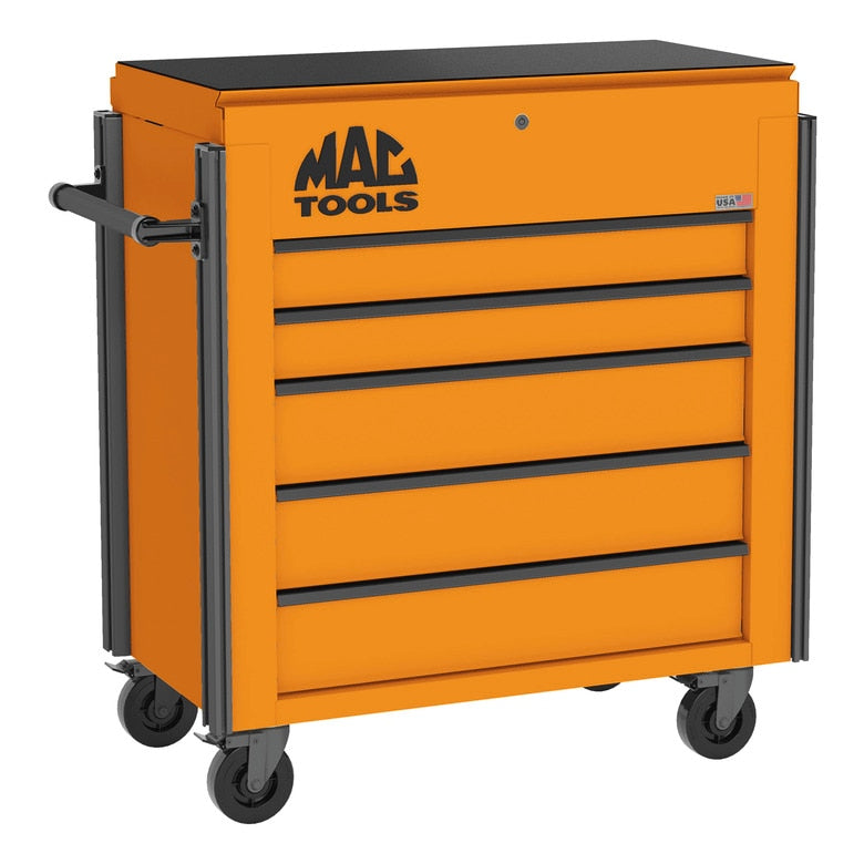 5-Drawer Utility Cart w/ Full Lid - Fireball Orange