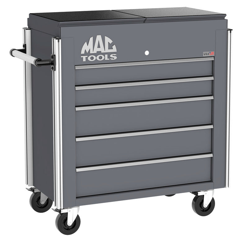 5-Drawer Utility Cart w/ Split Sliding Lid - Carbon Gray