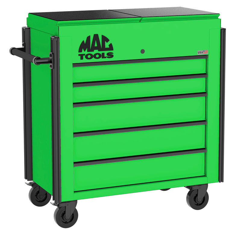 5-Drawer Utility Cart w/ Split Sliding Lid - Lime Green