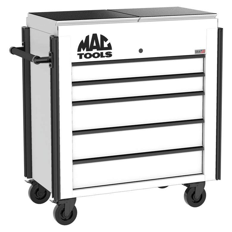 5-Drawer Utility Cart w/ Split Sliding Lid - Titanium White