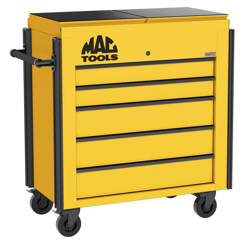5-Drawer Utility Cart w/ Split Sliding Lid - Sunburst Yellow