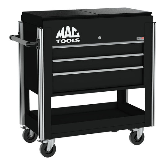 3-Drawer Utility Cart w/ Split Sliding Lid - Galaxy Black