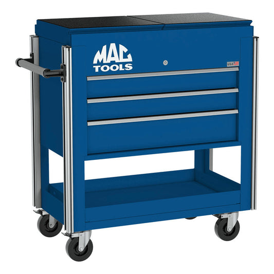 3-Drawer Utility Cart w/ Split Sliding Lid - Sapphire Blue