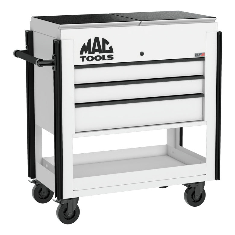 3-Drawer Utility Cart w/ Split Sliding Lid - Titanium White