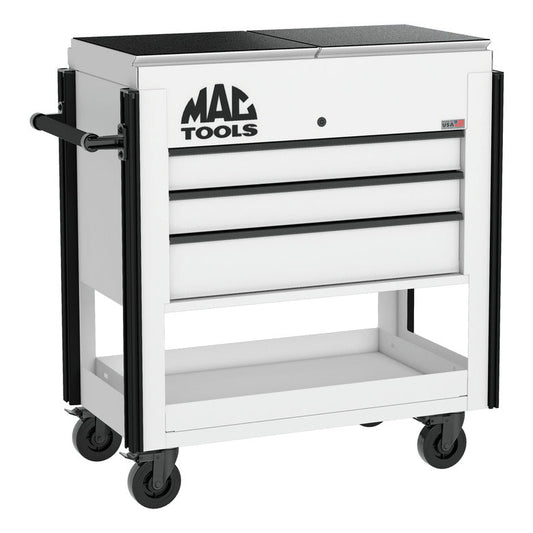 3-Drawer Utility Cart w/ Split Sliding Lid - Titanium White