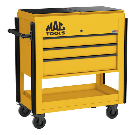 3-Drawer Utility Cart w/ Split Sliding Lid - Sunburst Yellow