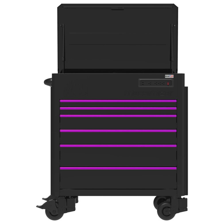6-Drawer Macsimizer® High-Mileage Utility Cart - Galaxy Black/Black Trim/Purple Pulls