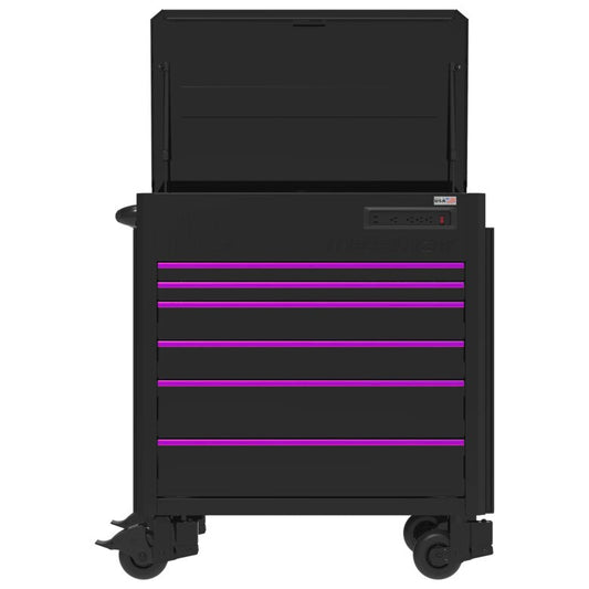 6-Drawer Macsimizer® High-Mileage Utility Cart - Galaxy Black/Black Trim/Purple Pulls