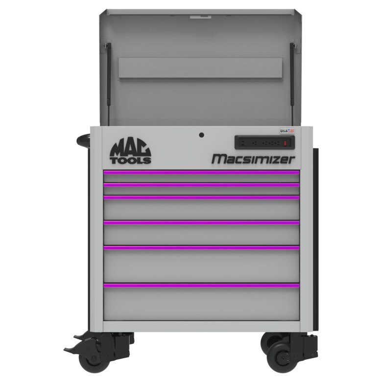 6-Drawer Macsimizer® High-Mileage Utility Cart - Mica Gray/Gray Trim/Purple Pulls