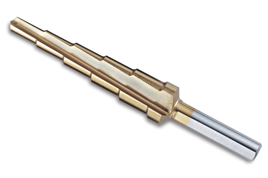 Titanium-Nitride Coated Stepped Drill Bit 3/16" - 1/2" (6 steps)