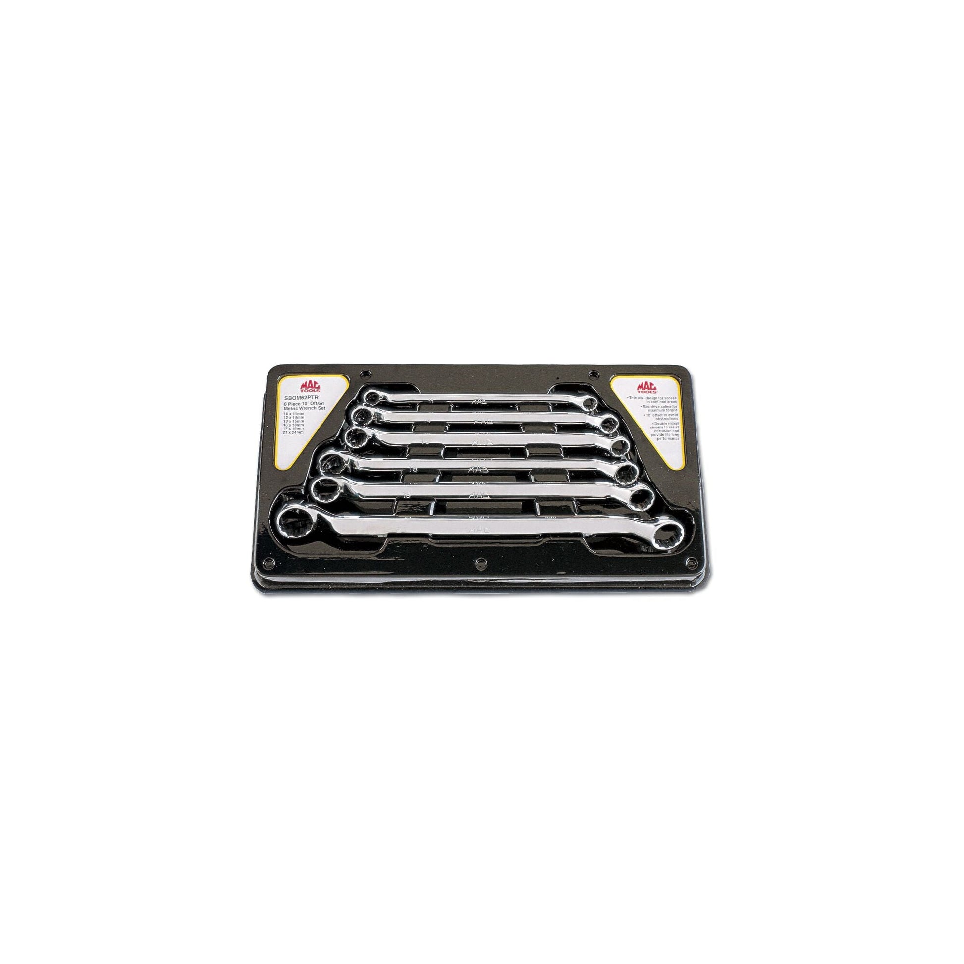 6-PC. Metric Modified Offset Double-Box Wrench Set - 12-PT.