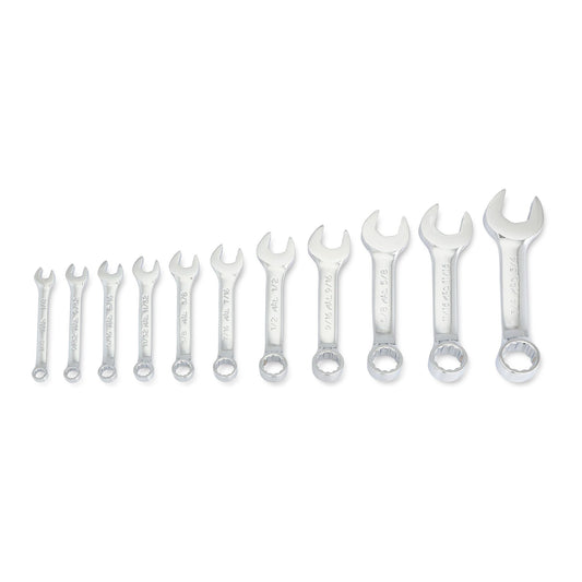 11-PC. SAE Knuckle Saver Stubby Combination Wrench Set - 12-PT.