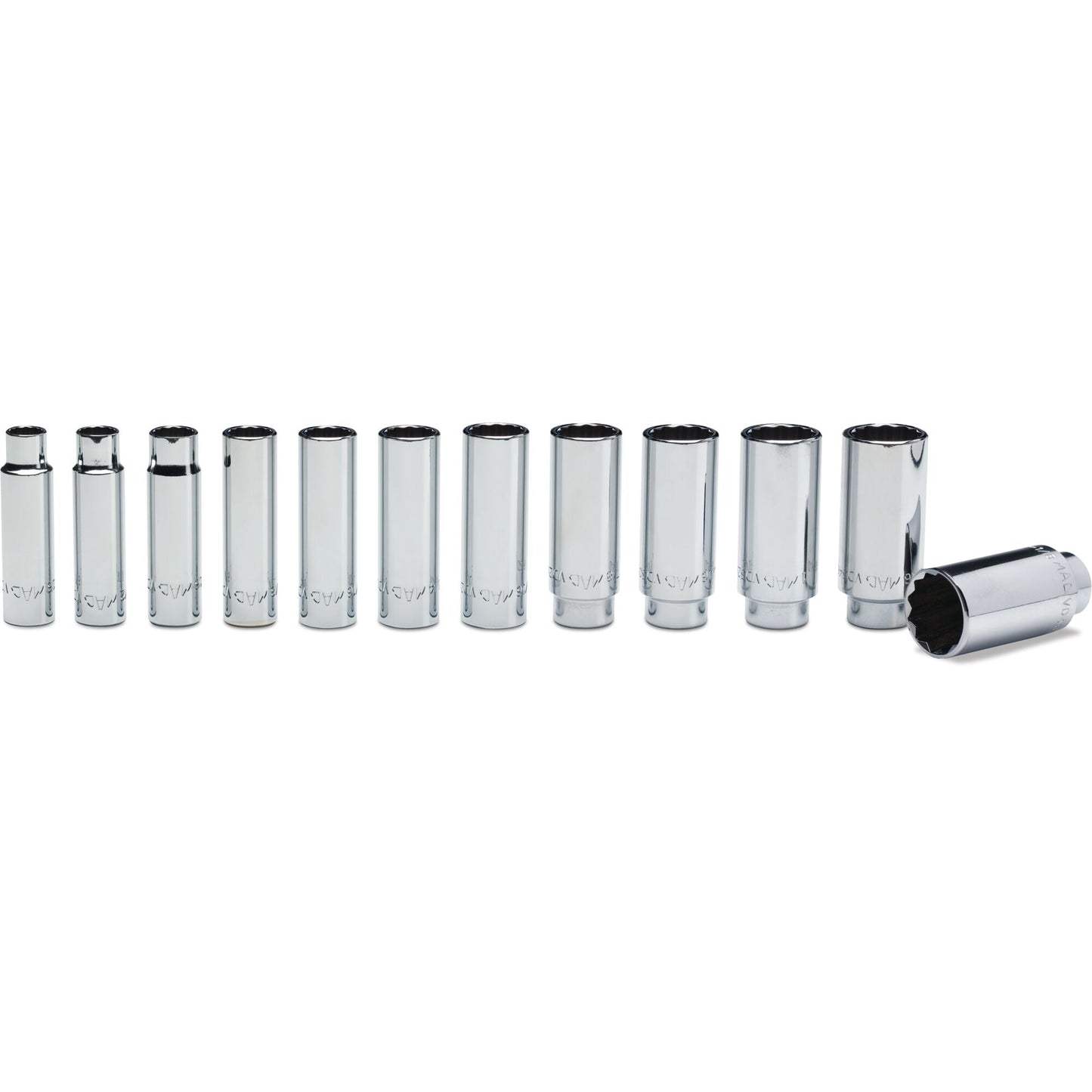 12-PC. 1/2" Drive SAE Deep Socket Set - 12-PT.