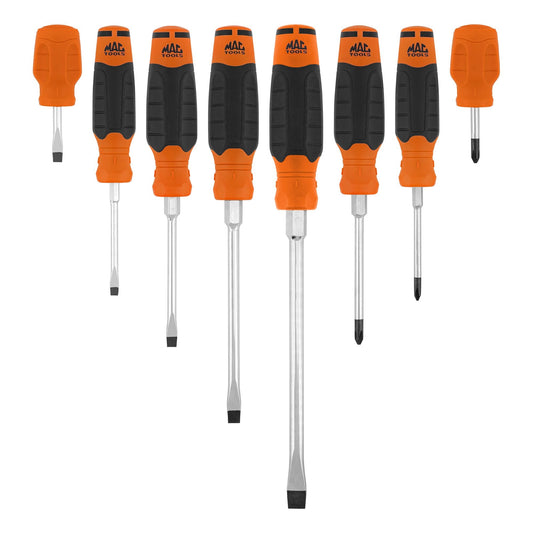 8-PC. Mac-Grip Combination Screwdriver Set - Orange