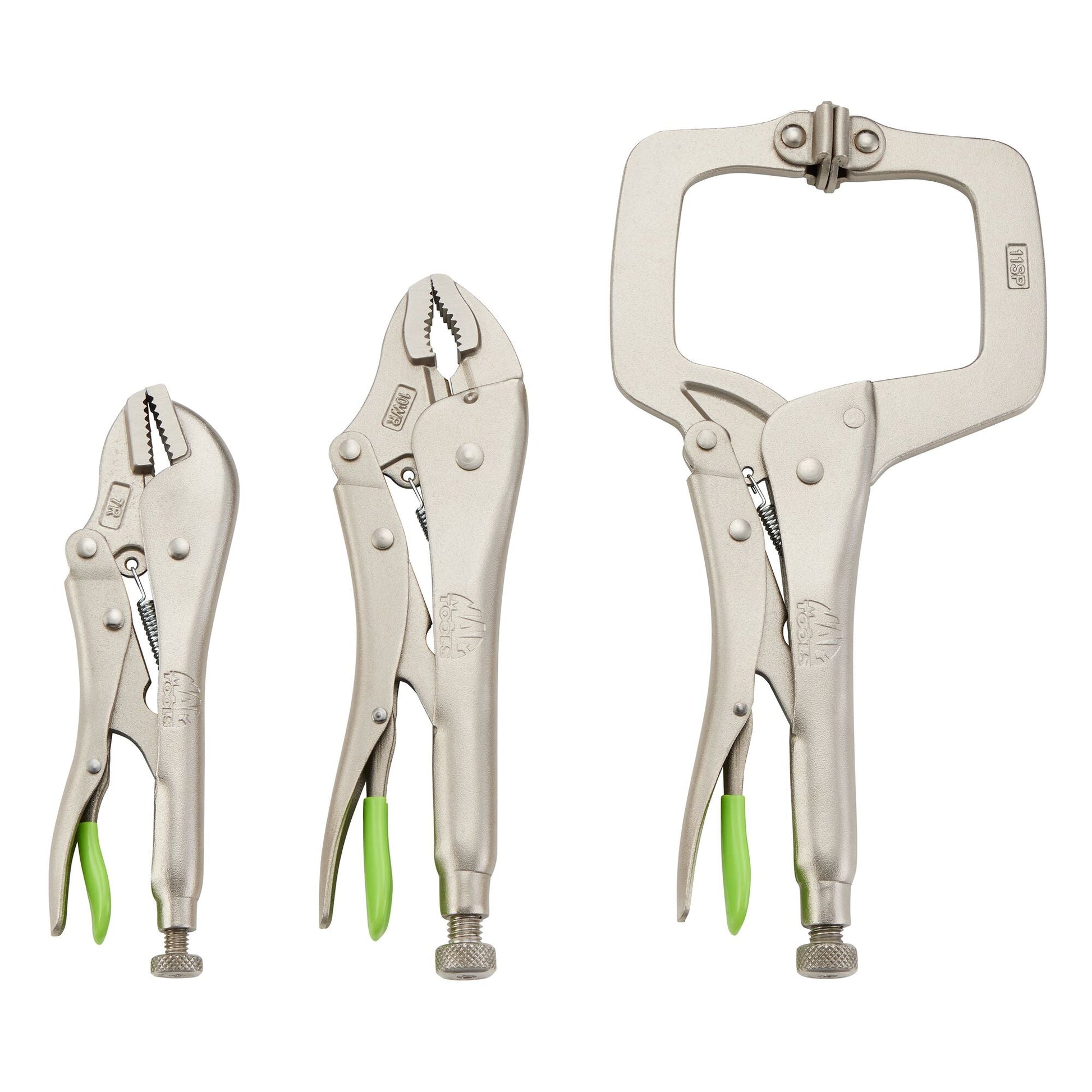 3-PC. Trigger Release Locking Pliers Set (7-11") - Green