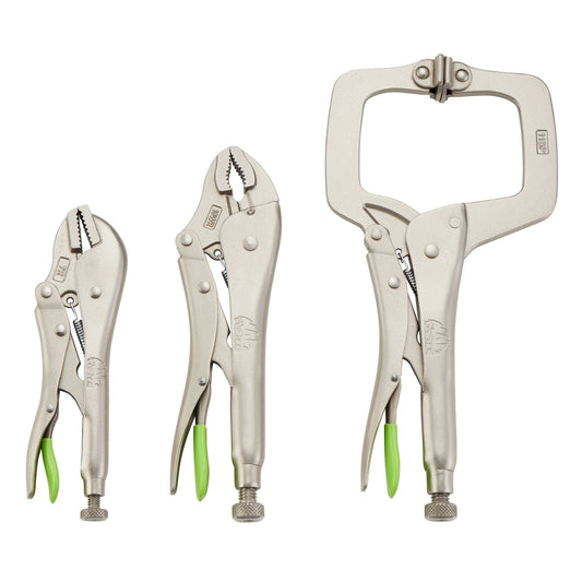 3-PC. Trigger Release Locking Pliers Set (7-11") - Green