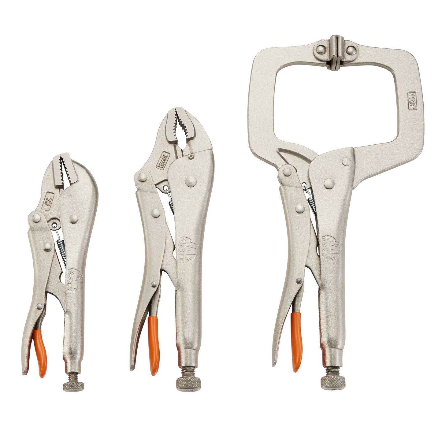 3-PC. Trigger Release Locking Pliers Set (7-11") - Orange