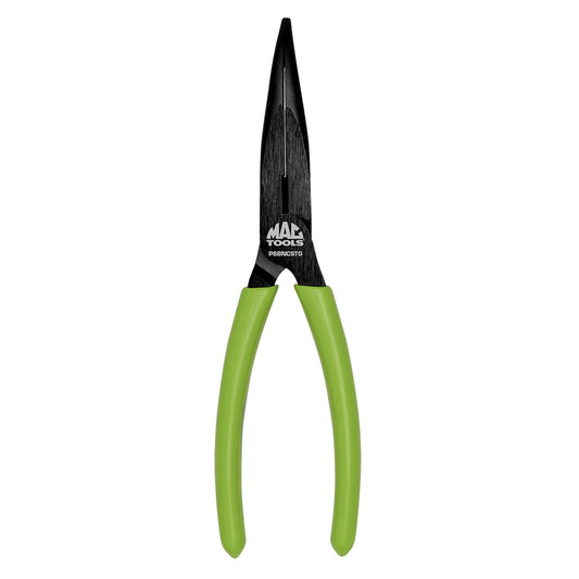 8" Bent Long-Nose C.S.T. Pliers With Cutter HI-VIZ Green