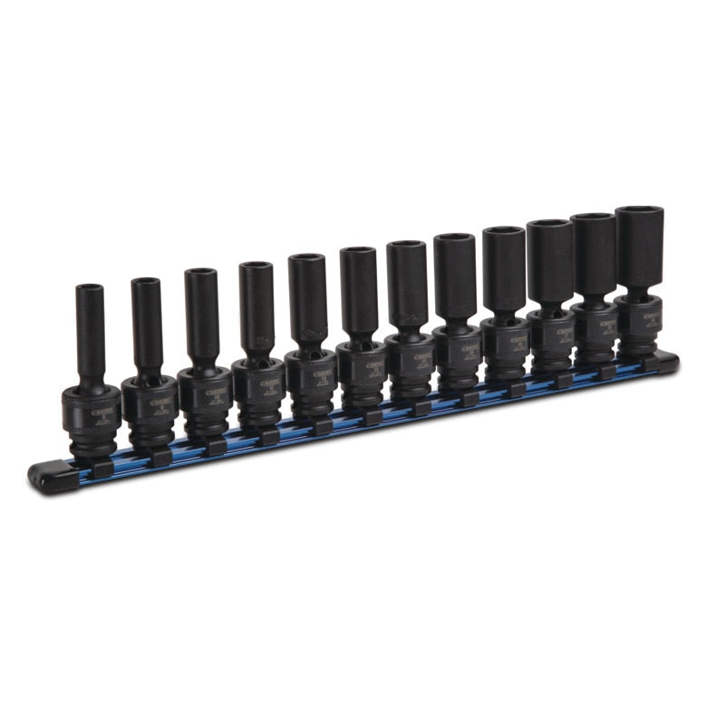 12-PC. 3/8" Drive Metric Universal Deep Impact Socket Set - 6-PT.