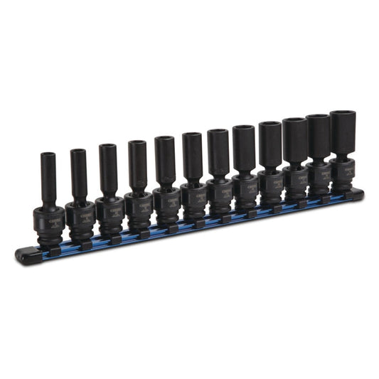 12-PC. 3/8" Drive Metric Universal Deep Impact Socket Set - 6-PT.