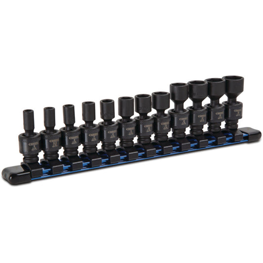 12-PC. 1/4" Drive Metric Universal Impact Socket Set 6-PT.