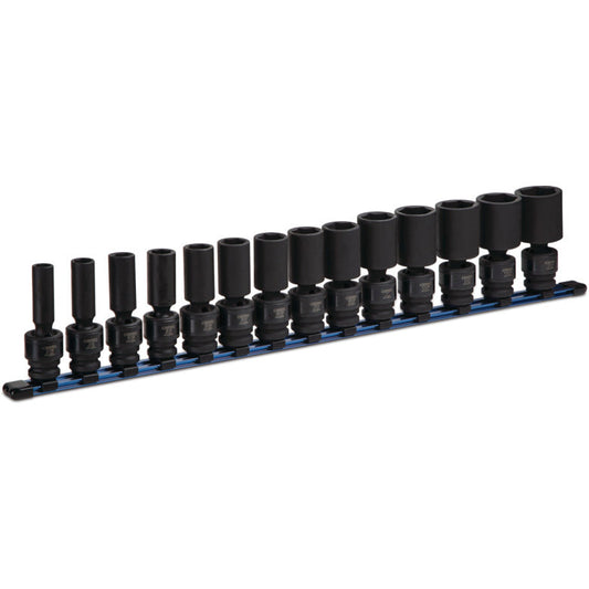 14-PC. 1/2" Drive SAE Universal Deep Impact Socket Set 6-PT.