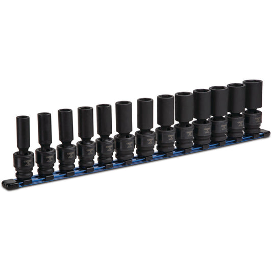 13-PC. 1/2" Drive Metric Universal Deep Impact Socket Set 6-PT.
