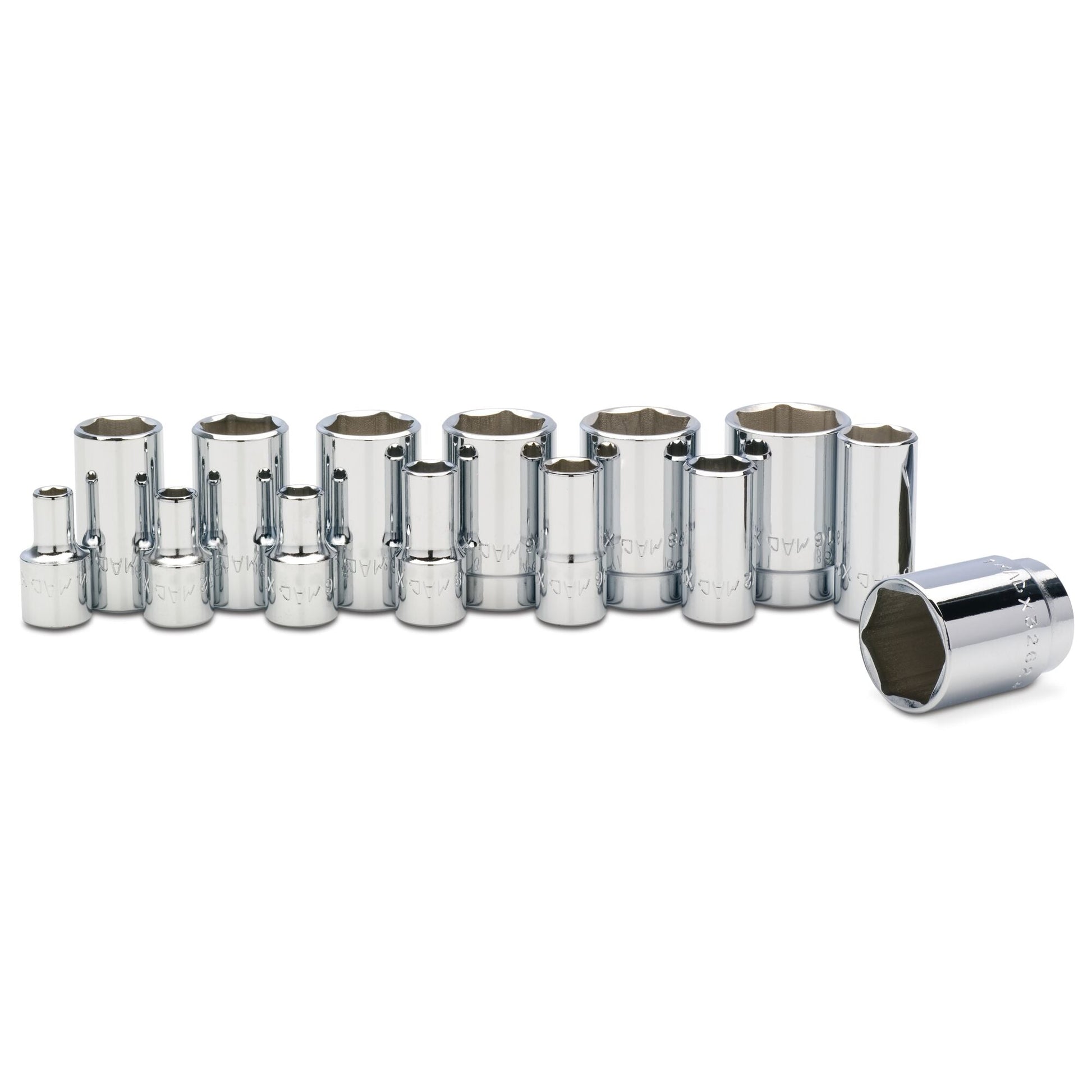 Socket Set, Intermediate SAE in Metal Tray 3/8" Drive - 14-PC.