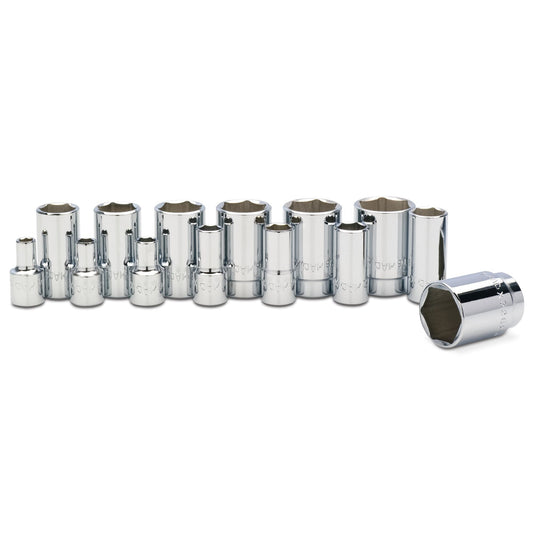 Socket Set, Intermediate SAE in Metal Tray 3/8" Drive - 14-PC.